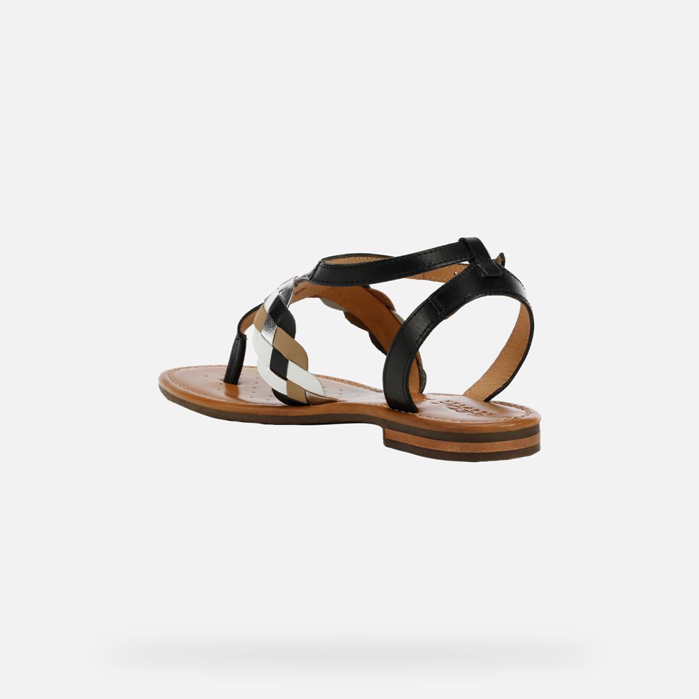 Geox Bayan Sandalet Siyah/Gümüş - Sozy - CIS-975064